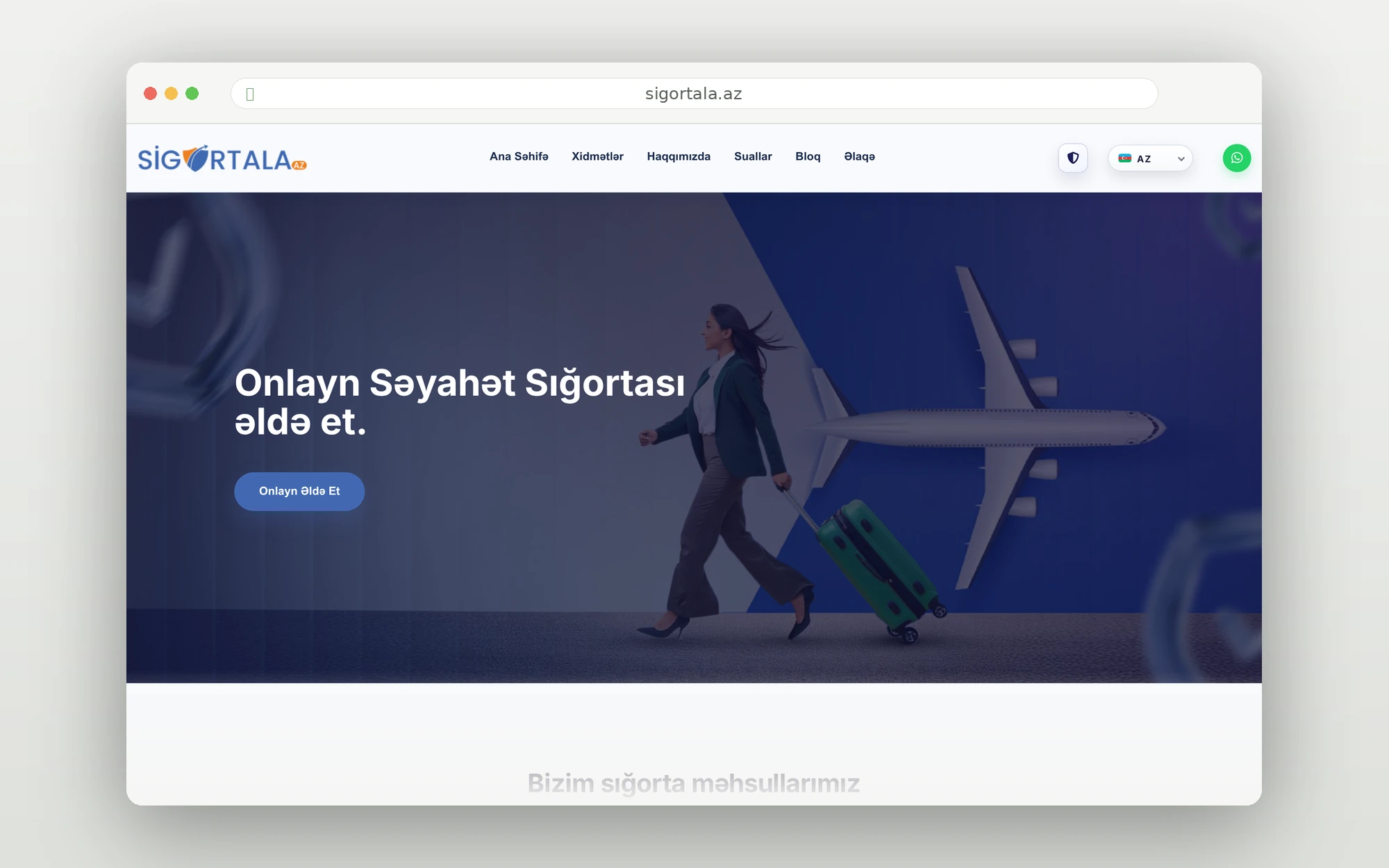 Sigortala.az ana səhifəsi